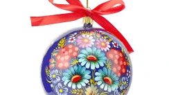 Christmas toy with Ukrainian ornament|Large purply ball for New Year|Christmas tree decorations painted with floral ornament|Petrykivka|Gift