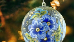 Large Hand-Painted Floral Christmas Ball | Ukrainian Petrykivka Style Ornament