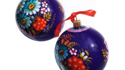 Christmas toy with Ukrainian ornament|Large purply ball for New Year|Christmas tree decorations painted with floral ornament