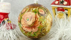 Ukrainian Hand-Painted Christmas Tree Ball|Festive Ornaments in Gold,Purple, Blue Tones| Holiday Decor