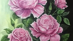 Painting oil, original art «Pink Roses», 40×50 cm, ціна 160 USD