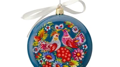 Christmas Tree Ornaments with Floral Painted Designs-Holiday Decor|Hand-Painted Ukrainian Christmas Plastic Medallion Ornament|Winter decor