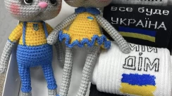 Patriotic Ukrainian socks.