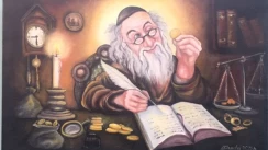 Painting oil «Jew with Coins»