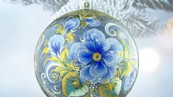 Large Hand-Painted Floral Christmas Ball | Ukrainian Petrykivka Style Ornament 