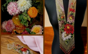 Colorful Ukrainian Gerdan Necklace with Vibrant Chrysanthemums