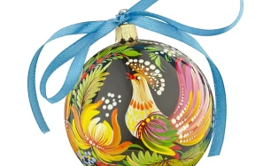 Decorative painted plastic Christmas tree toy| Christmas ball (D 3.15 inches)| Christmas tree decoration painted with floral ornament