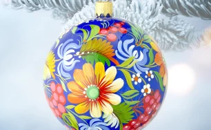 Shipping from a warehouse in the USA! Unique designer Christmas ball|Christmas tree toy with Petrykivka painting|Lightweight Christmas ball