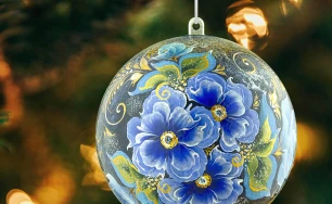 Large Hand-Painted Floral Christmas Ball | Ukrainian Petrykivka Style Ornament