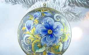 Large Hand-Painted Floral Christmas Ball | Ukrainian Petrykivka Style Ornament