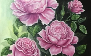 Painting oil, original art «Pink Roses», 40×50 cm, ціна 160 USD