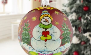 Christmas hand-painted ball D 3.15 in.| Christmas toys on the tree|Rural miniature| Exclusive Christmas tree ornament