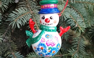 Winter Wonderland Ornaments| Christmas toys from the Ukraine|Hand-painted plastic Christmas decorations|Ukrainian snowman for Christmas tree