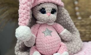 Handmade crochet toy bunny.