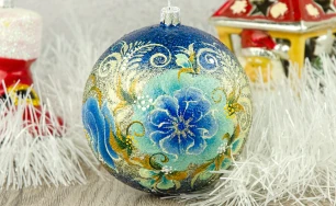 Large Hand-Painted Floral Christmas Ball | Ukrainian Petrykivka Style Ornament | Fast Shipping to USA & Canada |New Year's toys for the tree