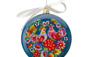 Christmas Tree Ornaments with Floral Painted Designs-Holiday Decor|Hand-Painted Ukrainian Christmas Plastic Medallion Ornament|Winter decor